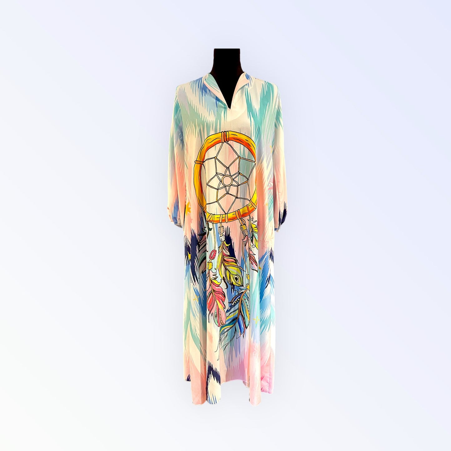 Maxi jurk Dreamcatcher - roze/lichtblauw