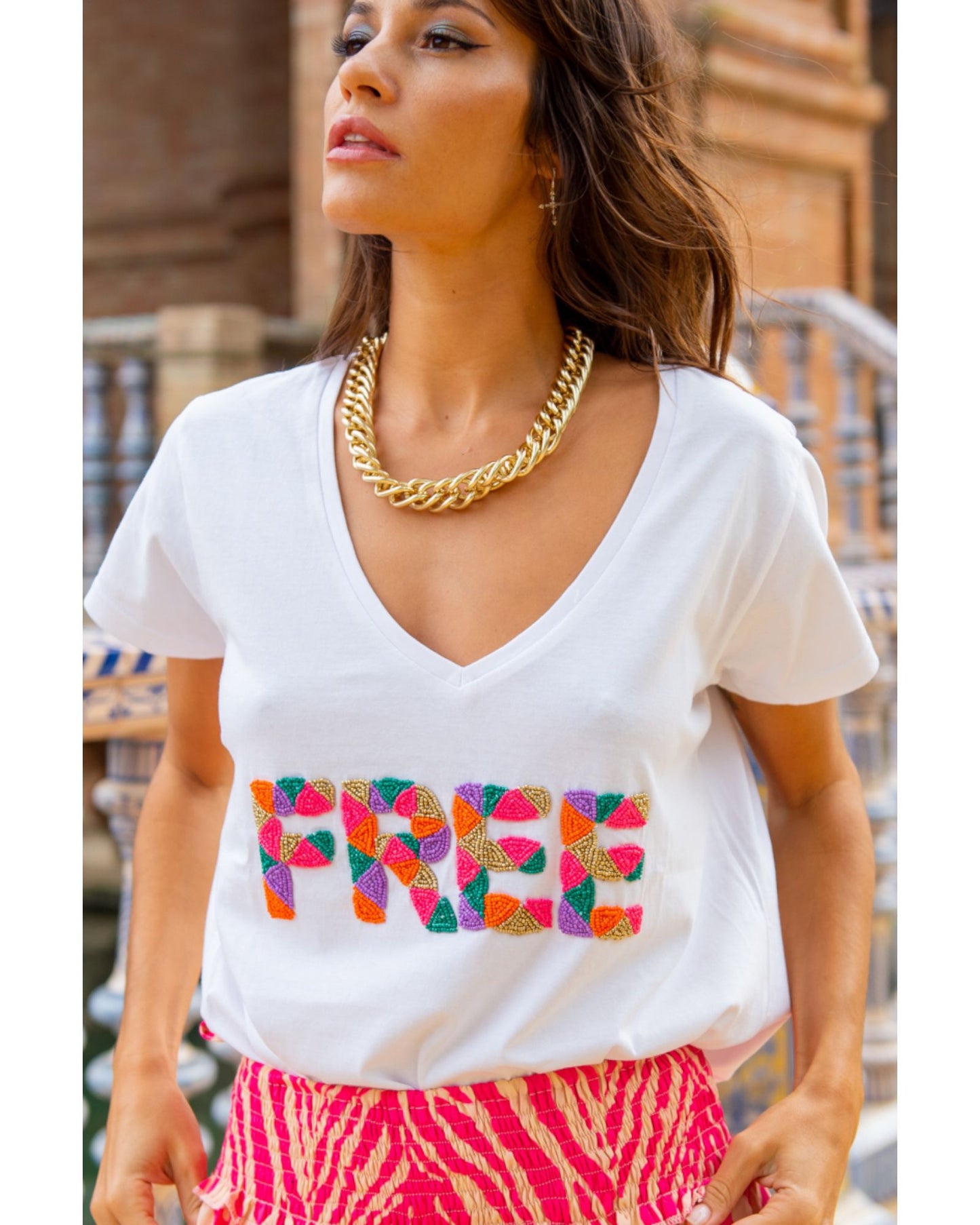 T-shirt met opschrift 'Free'