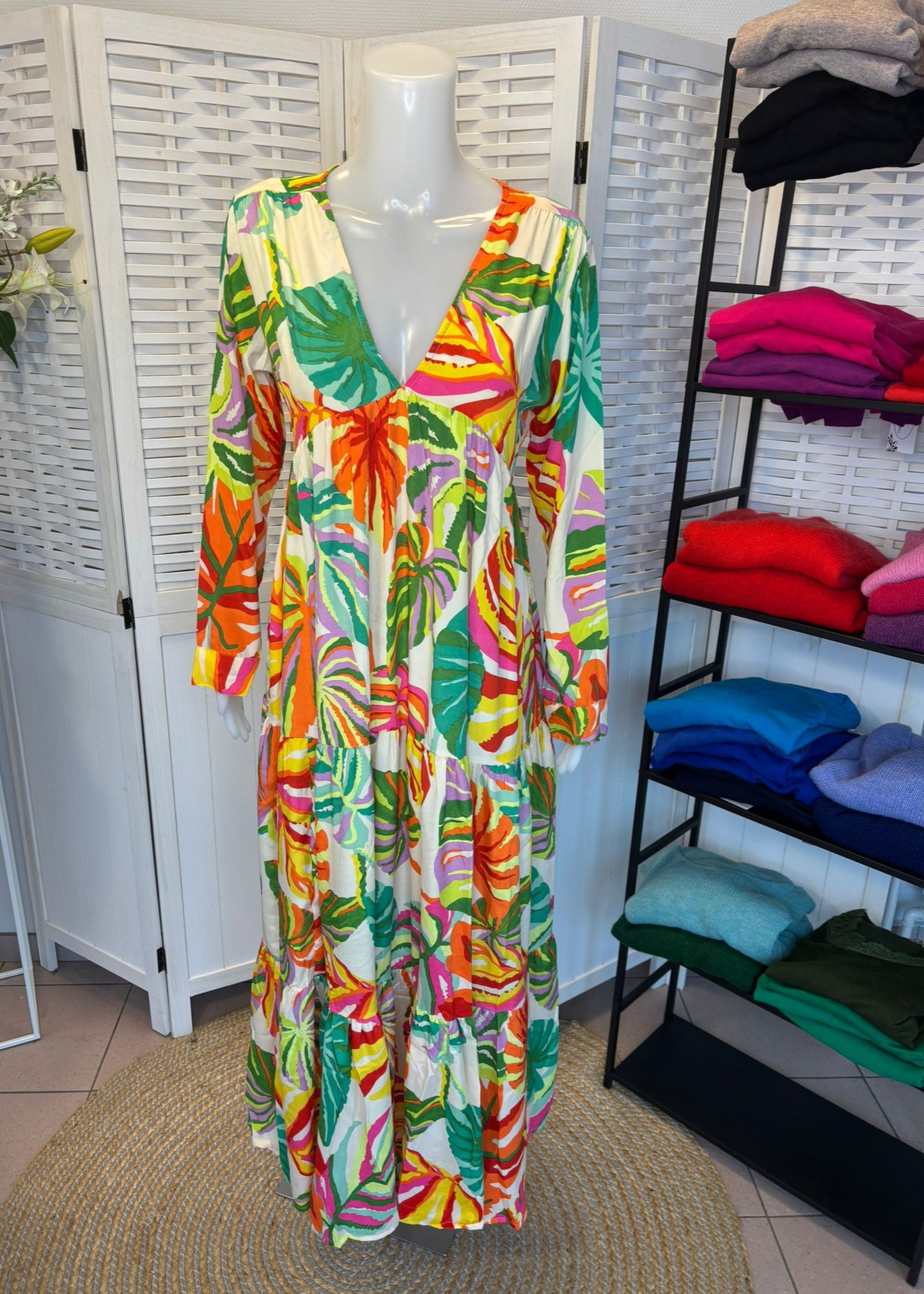 Maxi kleedje 'Jungle Leaf'