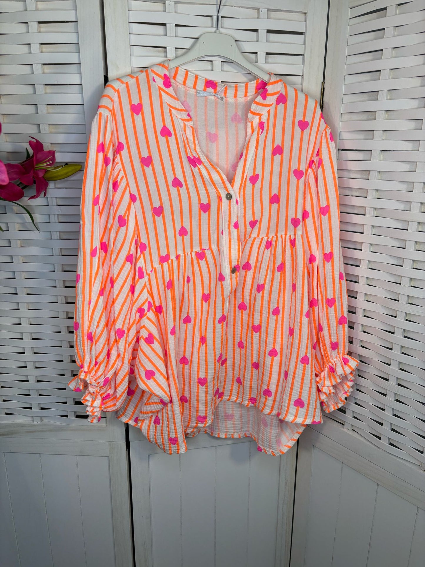 Hemd/Blouse "Pink hearts” (2 pasvormen)