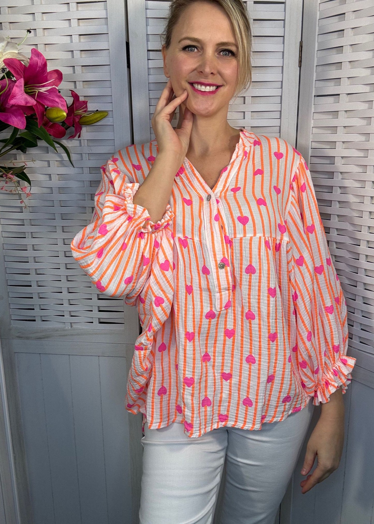 Hemd/Blouse "Pink hearts” (2 pasvormen)