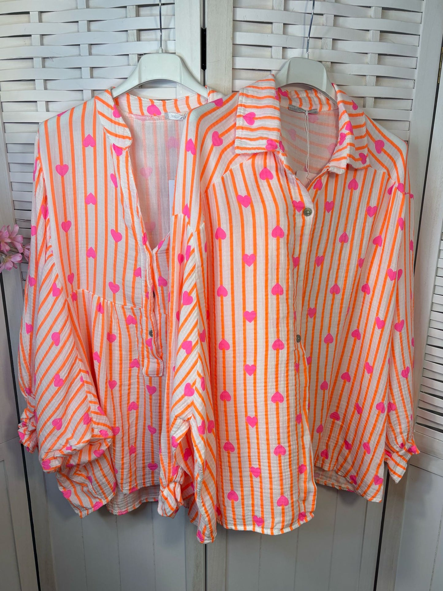 Hemd/Blouse "Pink hearts” (2 pasvormen)