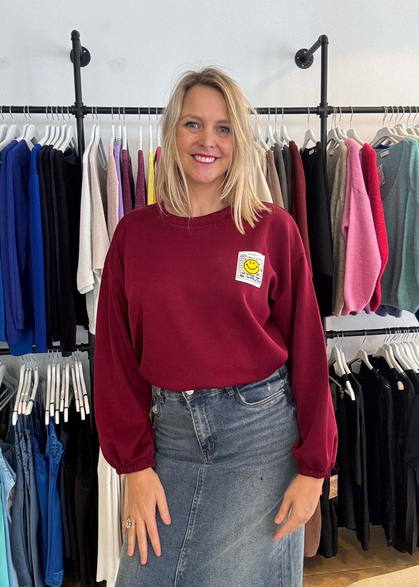 Sweater bordeaux "Smiley"