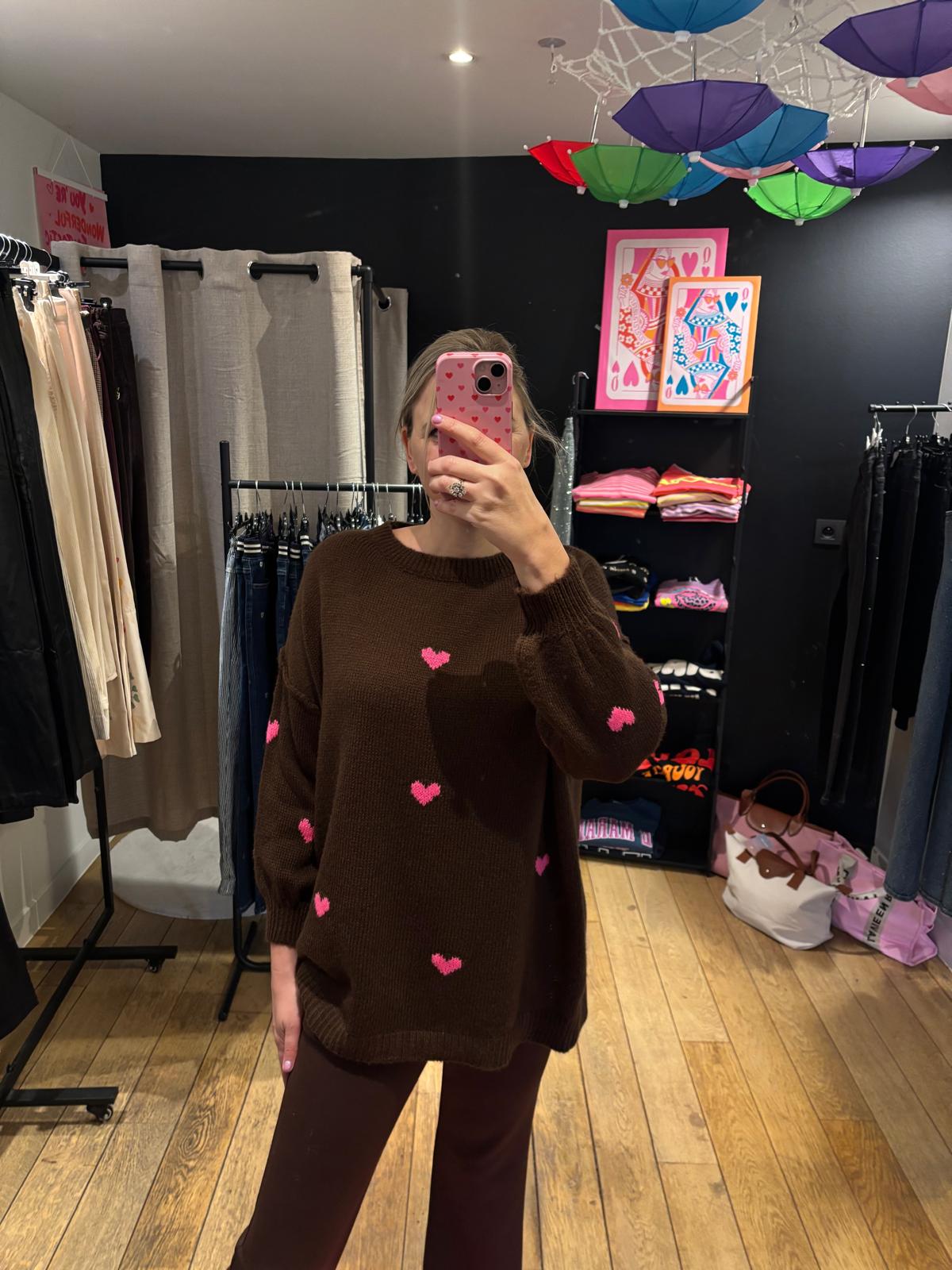 Oversized sweater "Pink Hearts"