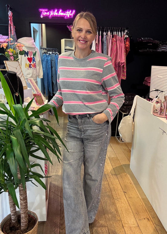 Shirt met lange mouwen "GREY PINK"