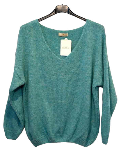 Effen pull met V-hals (14 kleuren)