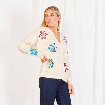 Gilet met bloemen & pailletten