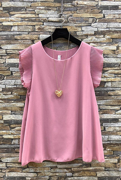 T-shirt/Top met vlindermouw inclusief ketting (in 6 kleuren)