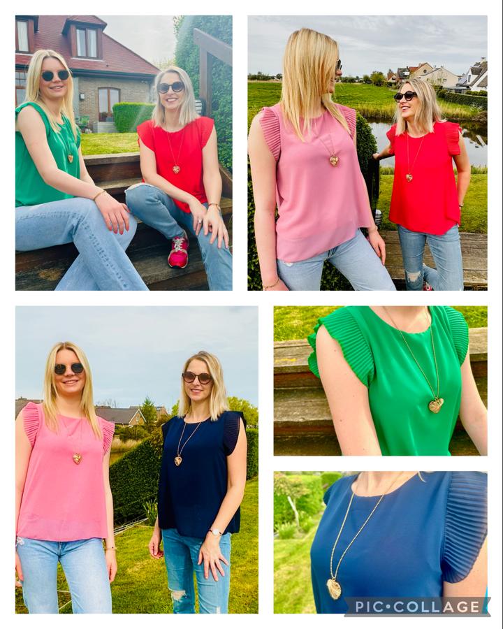 T-shirt/Top met vlindermouw inclusief ketting (in 6 kleuren)