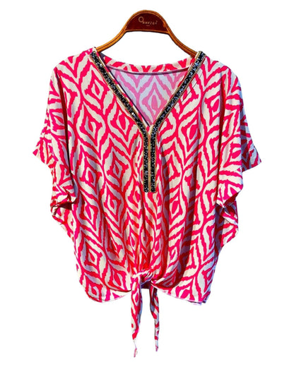 Blouse abstract pink