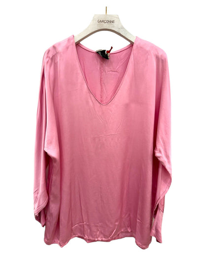 Satijnen blouse met v-nek