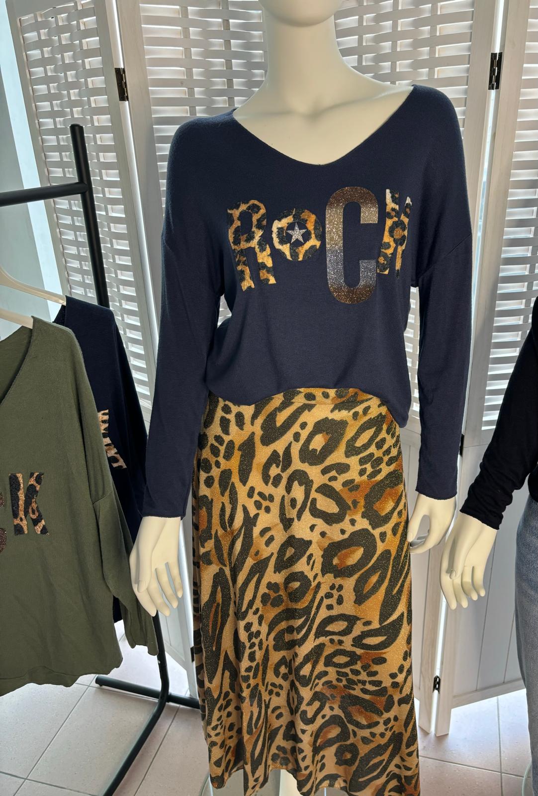 Lurex rok met panter motief