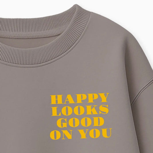 Strijkpatch "HAPPY LOOKS GOOD ON YOU"
