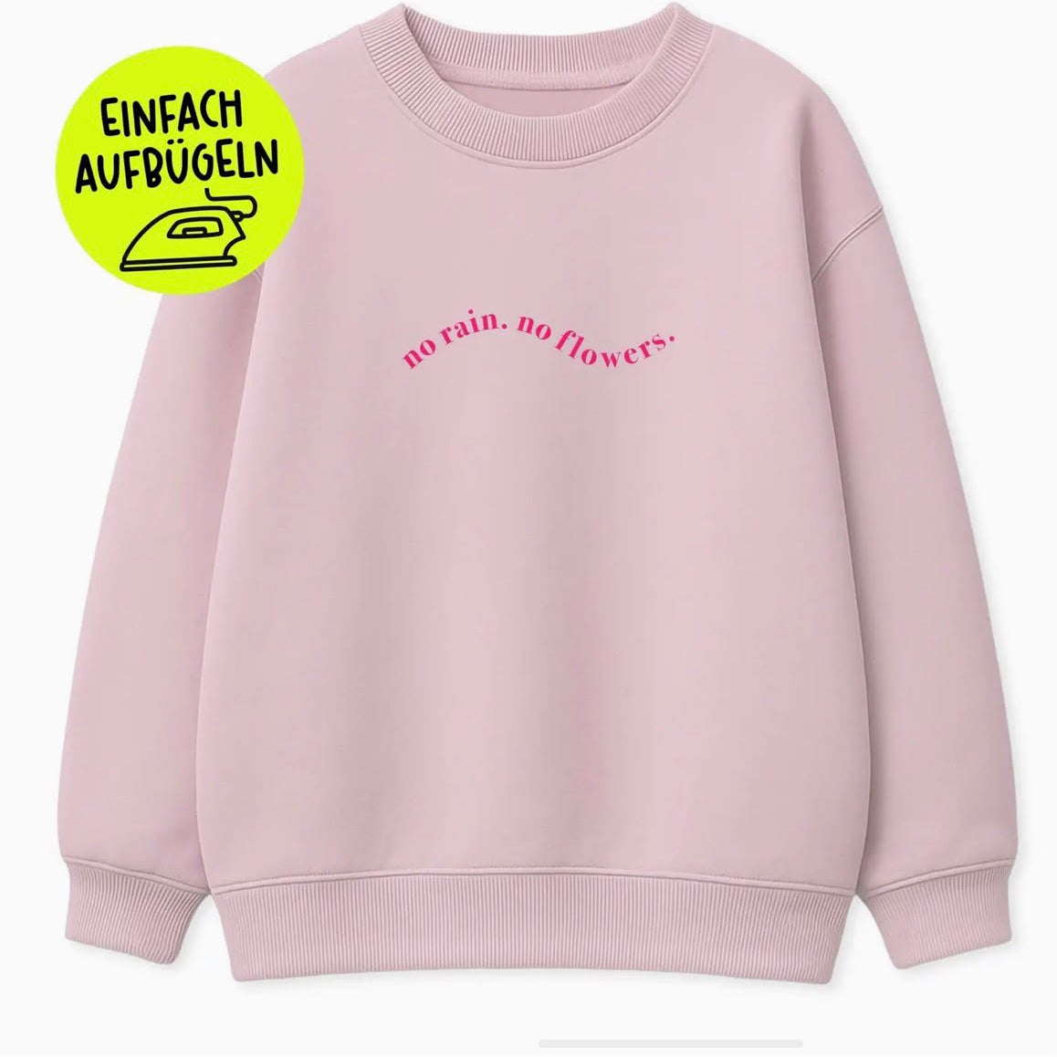Strijkpatch "NO RAIN NO FLOWERS"