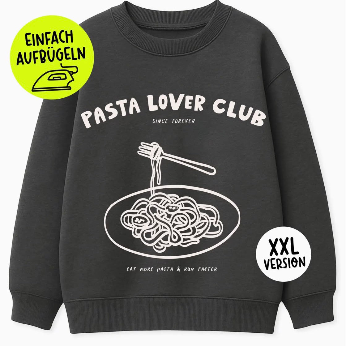 Strijkpatch XXL "PASTA LOVER CLUB"
