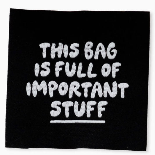 Naaipatch "BAG IMPORTANT STUFF"