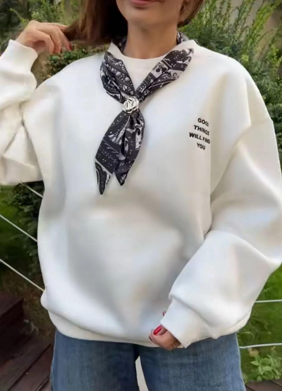 Oversized sweater (molleton) met sjaaltje