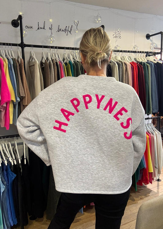 Oversized sweater (molleton) "Happyness"