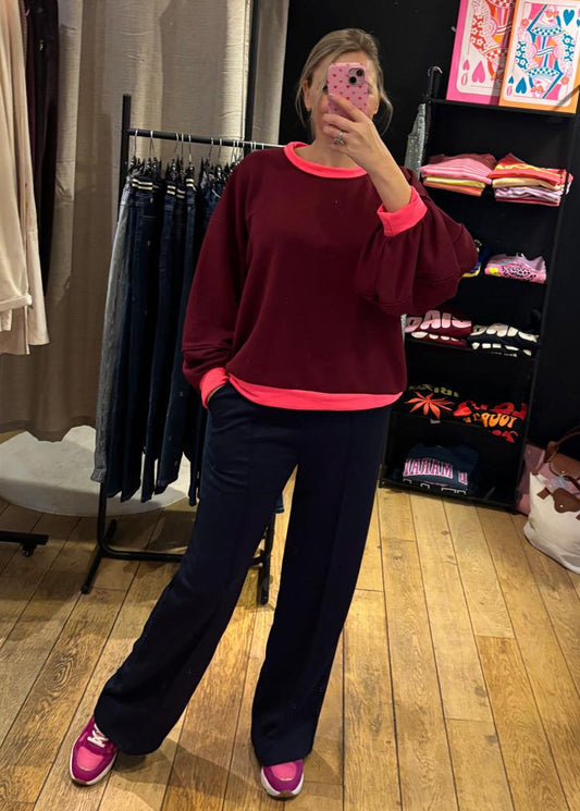 Oversized sweater "Bordeaux/Pink"