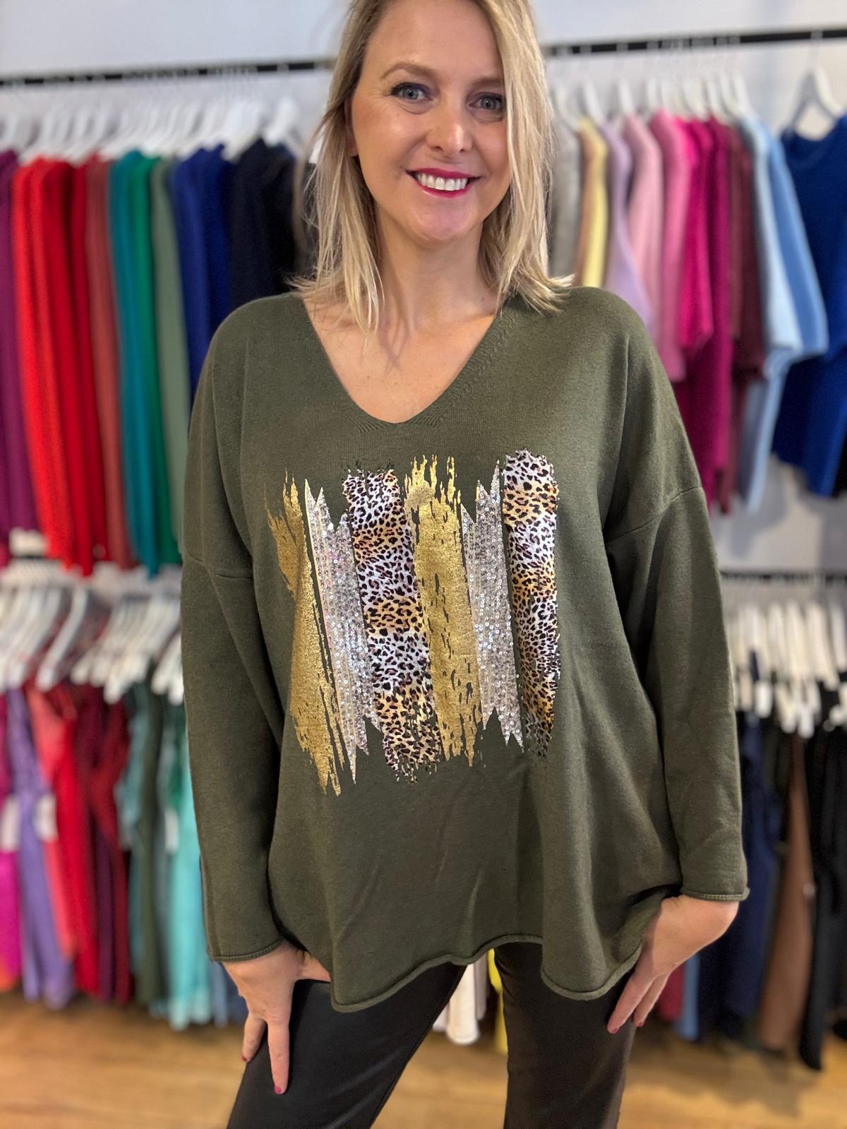 Sweater (oversized) "Leopard Spark"