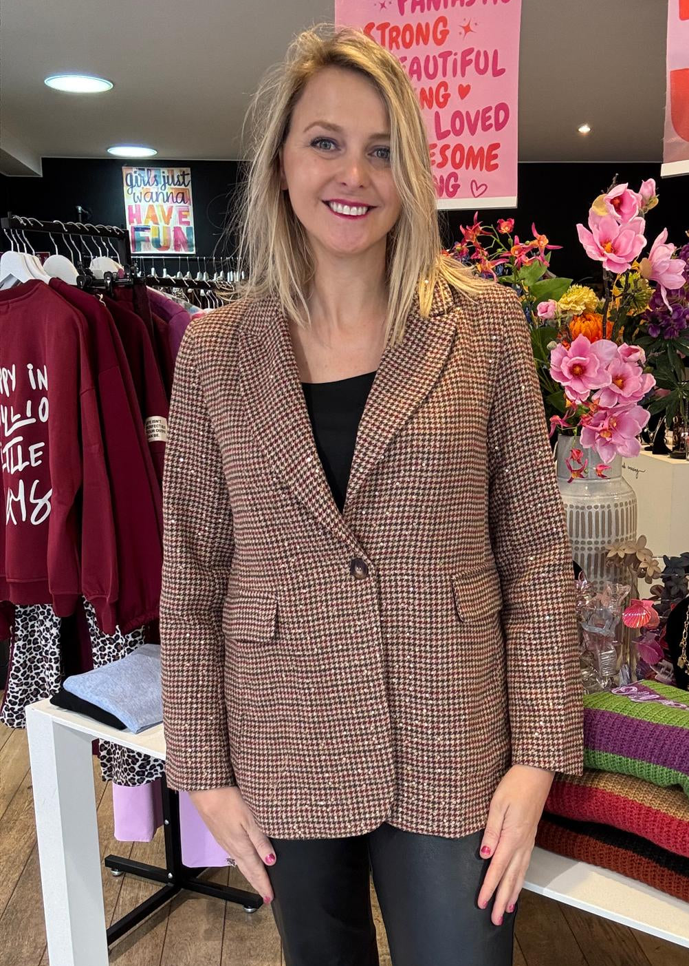 Blazer "geruit" met glinstering