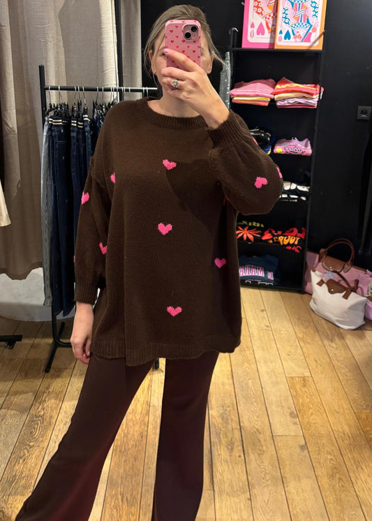 Oversized sweater "Pink Hearts"