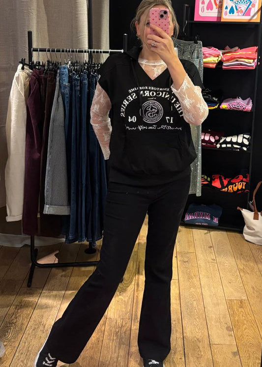 Set: Hoodie met kanten top