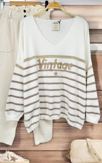 Oversized sweater gestreept 'Vintage'