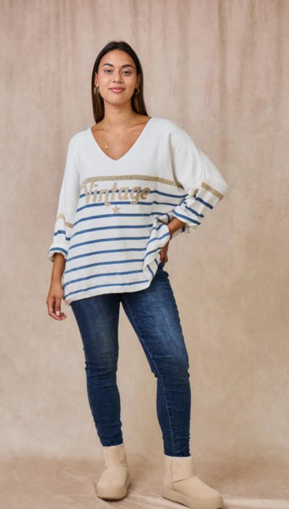 Oversized sweater gestreept 'Vintage'