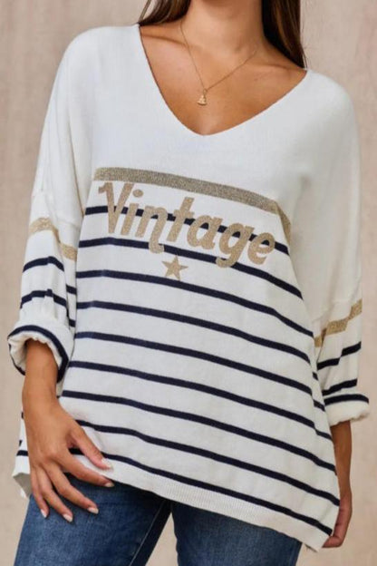 Oversized sweater gestreept 'Vintage'