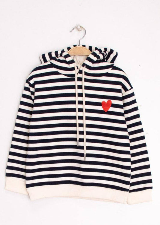 Hoodie blauw gestreept