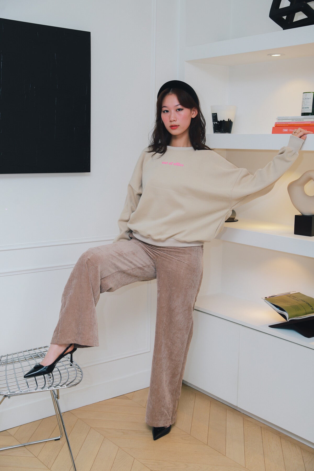 Beige sweater "Out of office"